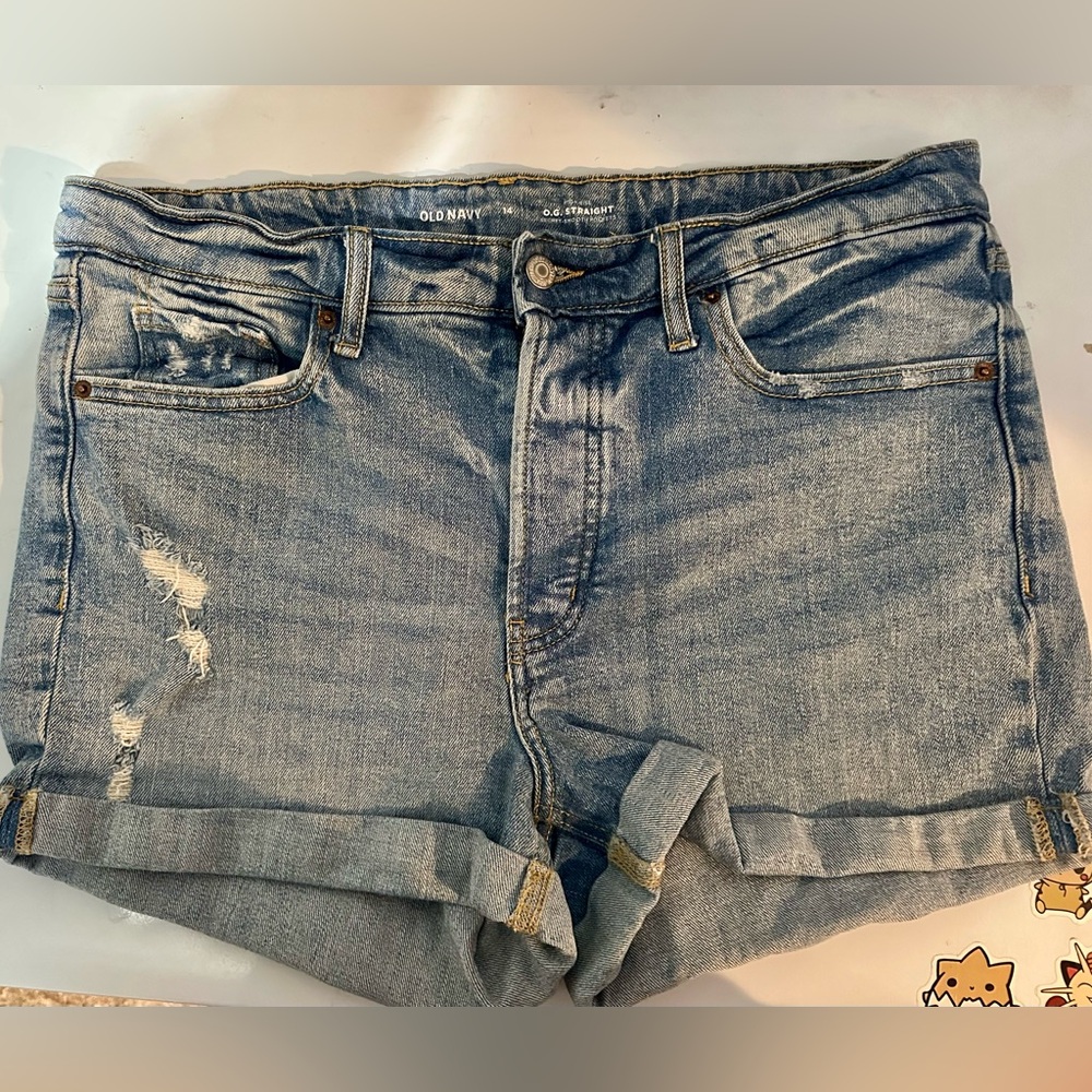 5 button distressed jean shorts